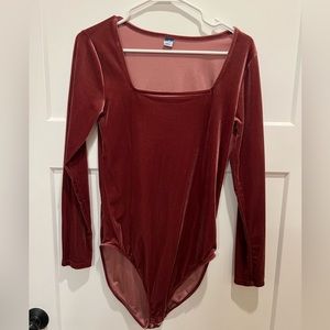 Pink velvet bodysuit